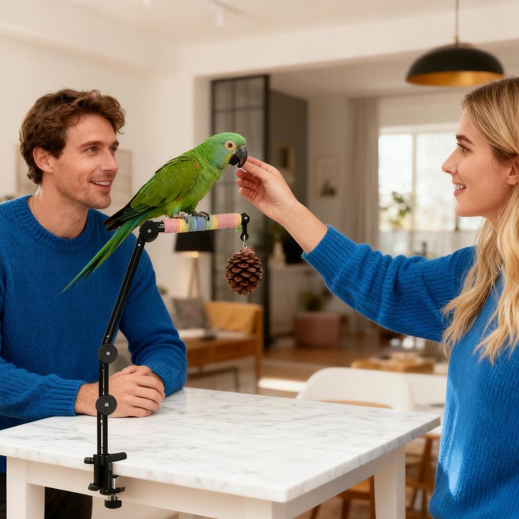 Bird Stand 4 In 1 Interactive Cage Accessories Bird Perch Stand Parrot Toys With Ball For Parakeet Cockatiel Conure Lovebird