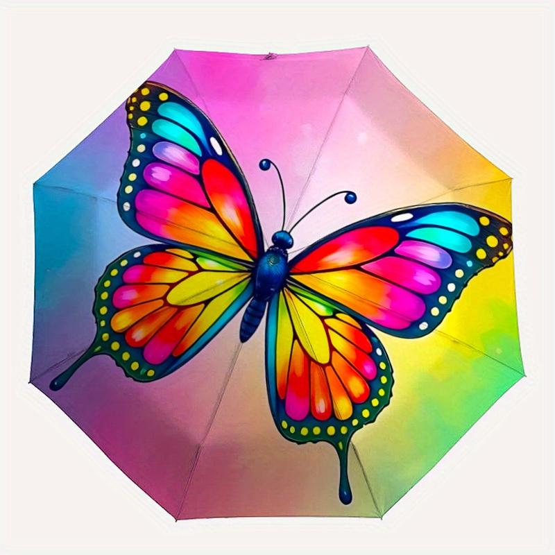 

1pc Butterfly PrintPattern Automatic Umbrella 8-Bone Design Compact Gear for Outdoor Travel, Perfect Holiday Gift yy250827078