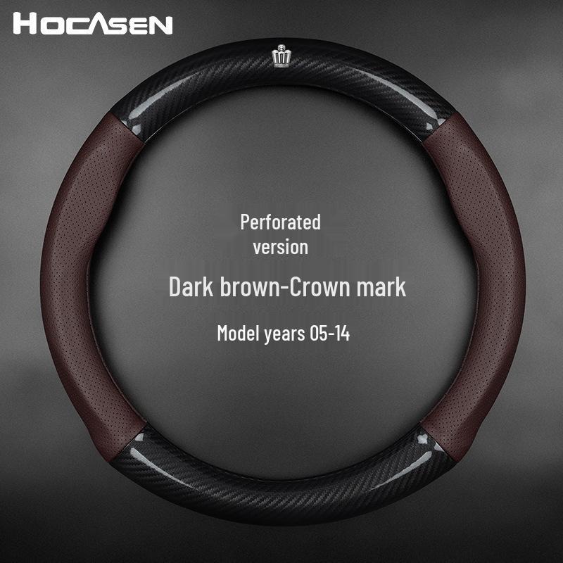 Genuine Leather Carbon Fiber Steering Wheel Cover for Toyota Prado, Camry, Reiz, Highlander, and Crown