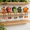 Cartoon Fruit Home Accents Resin Shelf Sitter Figurines with Flexible Dangling Legs, Whimsical Hanging Edge Statues, Mini for Cute Character