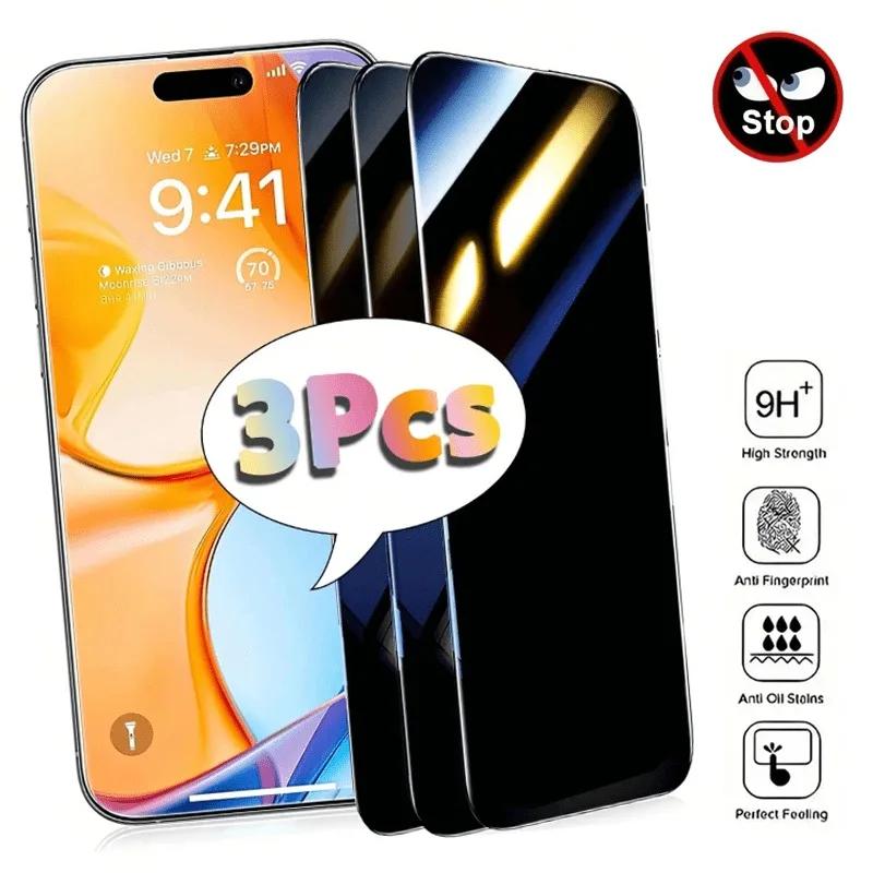 

3 pçs protetores de tela de vidro temperado de privacidade para iphone 17 16 15 14 13 12 11 pro max 16 15 14 plus 13 12 11 mini pro 16e vidro iPhone 17 pro max чистий