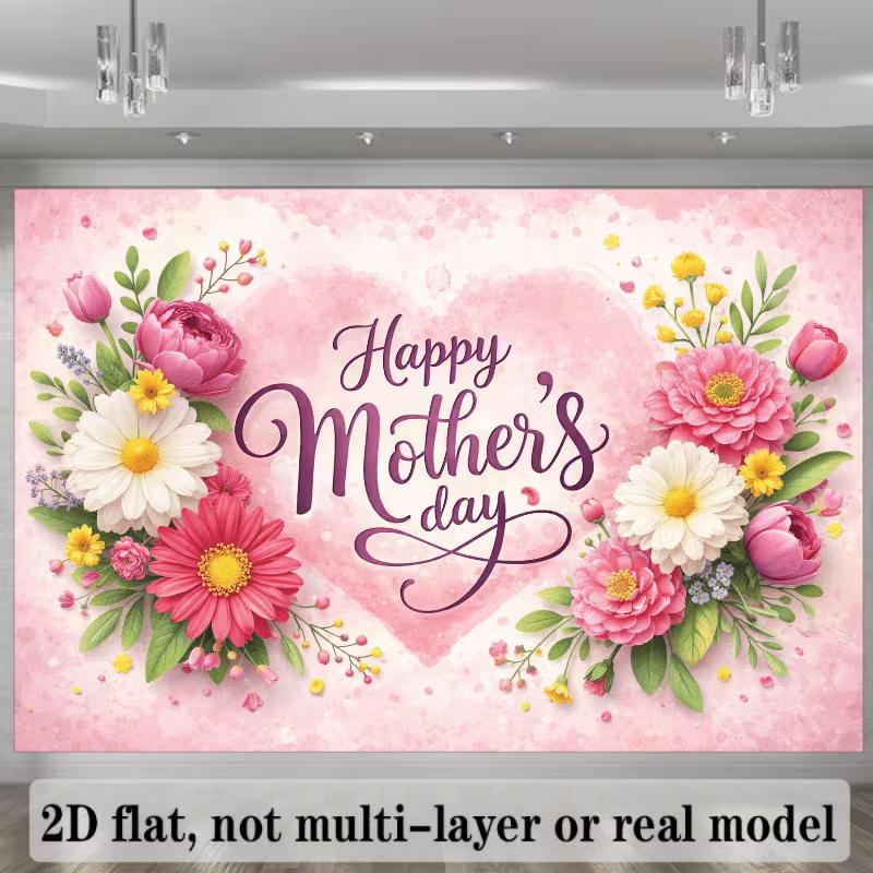 2D Watercolor Flower Heart Background for Mother's Day Photoshoot