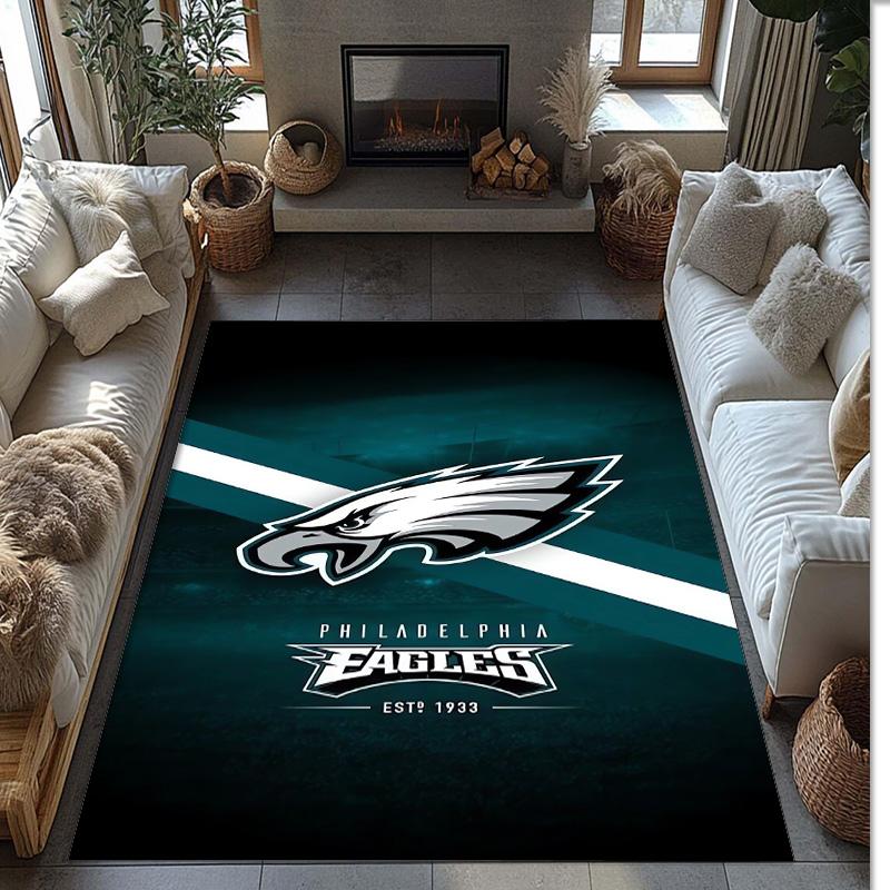 Philadelphia Eagles Tappeto in Velluto di Cristallo Morbido Anti?Tappetino Antiscivolo Comodo per Casa Soggiorno Camera da Letto Tappeto Decorativo
