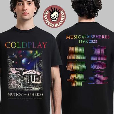 Coldplay Reedición 2023 Tour LA Rose Bowl 30 Sep 1 Doble Cara S-4XL Camiseta Unisex