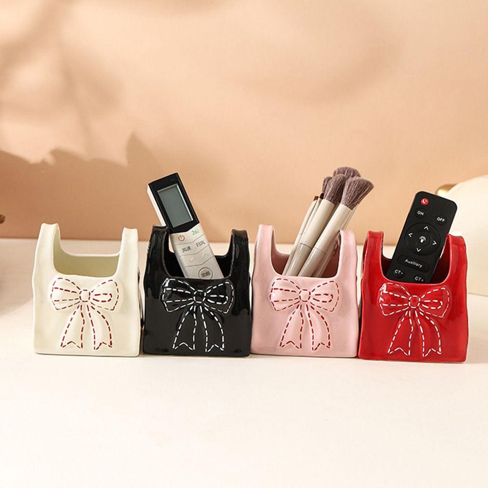 Elegant Ceramic Pen Holder Handmade Craft Minimalist Desktop Storage Box Practical Decorative Desk Sundries Organizer