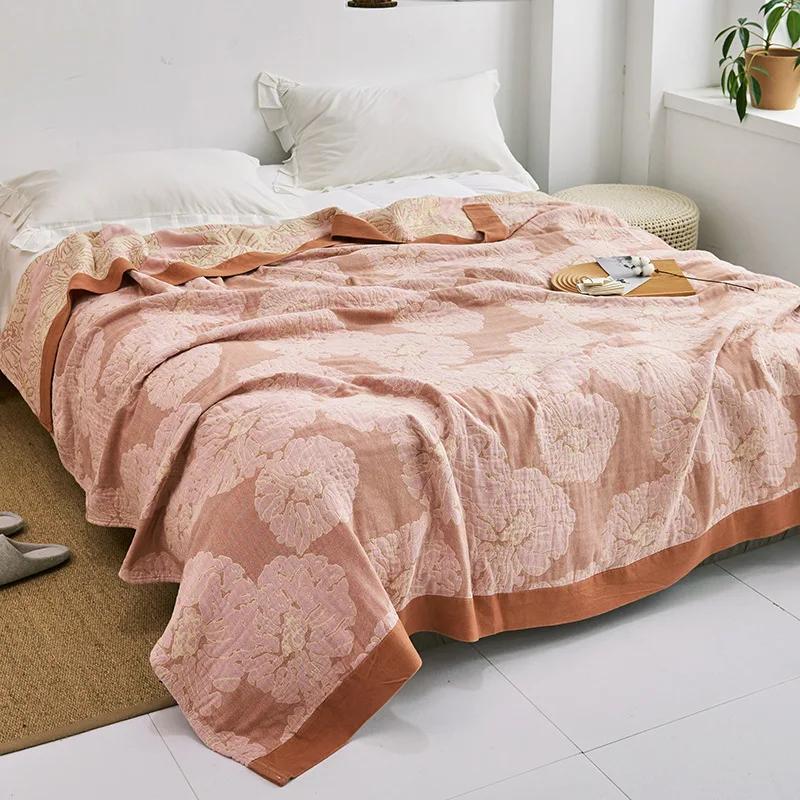 Japanese Throw Blanket Cotton Gauze Towel Four Seasons Bedspread Soft Leisure Blanket Single Double Dormitory Home Sofa Cover