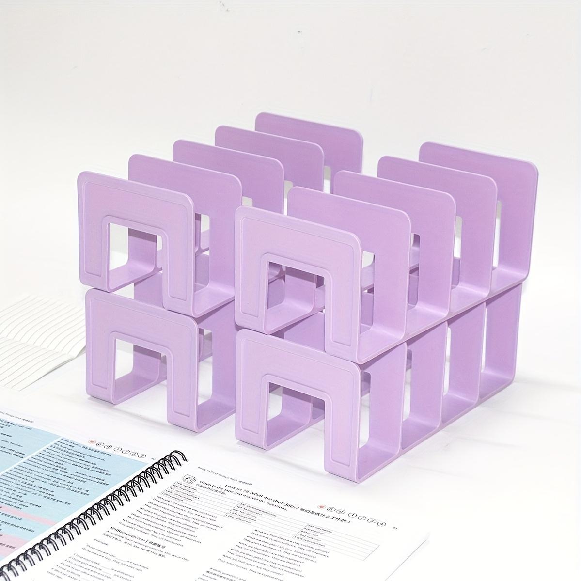 

4-Pack Four-Section Bookends, Desktop Book Organizer with Dividers, Desk Shelf, Book Stand, Bookshelf фіолетовий