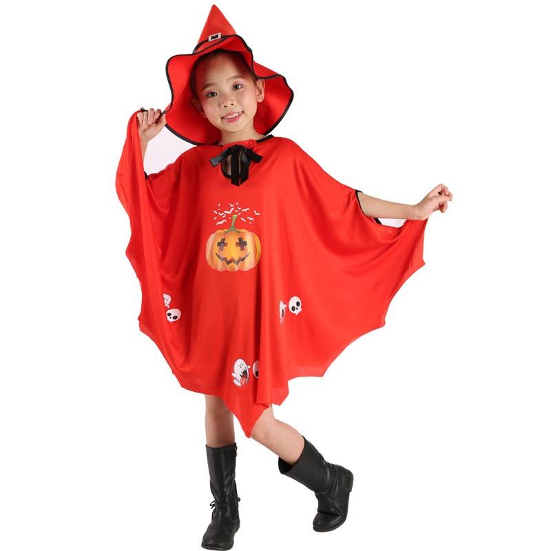 Halloween Cape Cape Children's New Witch Role-playing Show Pumpkin Suit Hat Cape Set