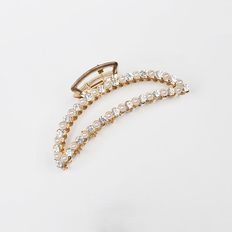

Модная форма луны с хрустальным искусственным жемчугом, блестящая заколка для волос, аксессуары для волос