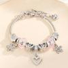 Dora Pan Family Beaded Bracelet with Bear, Heart, Flower Pendants and Copper Chain