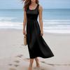 Ärmelloses Langes Freizeitkleid für Damen Sommer Einfarbig Einfach Entspannte Passform Maxikleid für den Alltag Urlaub Büro
