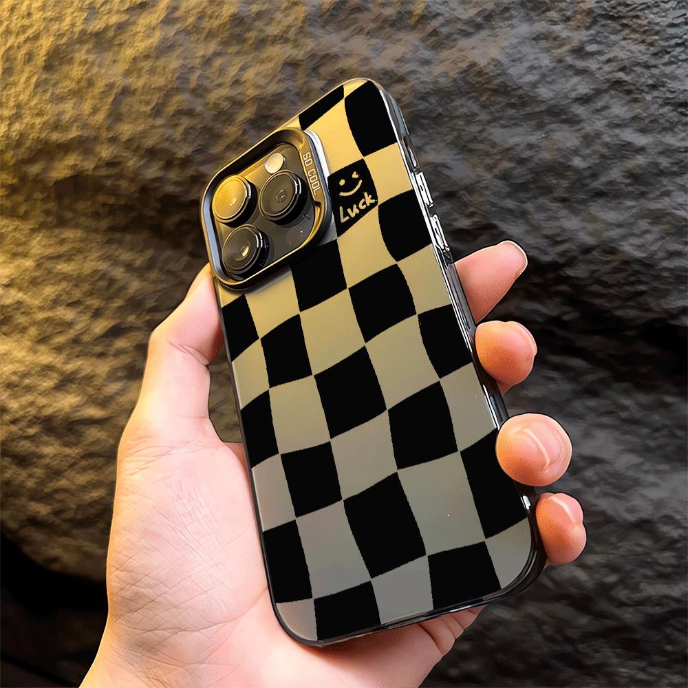Creative Black White Grid Phone Cover Case for iPhone 17 Pro Max 13 15 12 Pro Air 11 17e 16 14 Plus
