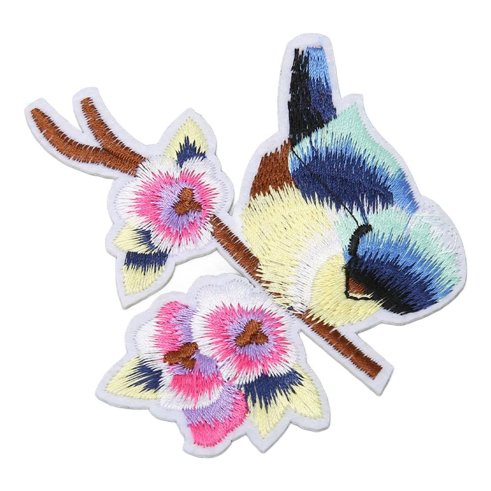 10pcs Bright Colors Embroidery Patches Bird Flower Style Sew On Patches Iron On Patches For Clothes
