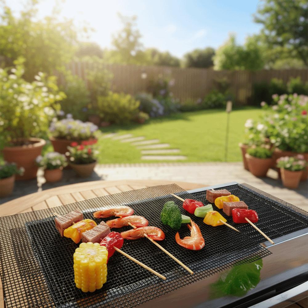 3PCS Heat Resistant BBQ Grilling Net Non-Stick Barbecue Pad Household Grilling Grid Mat  Camping