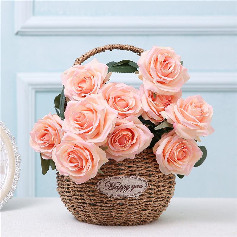 10 Heads Rose European Style Artificial Peonies Bride Bouquet Retro Romantic Wedding Decoration Living Room Home Event Layout