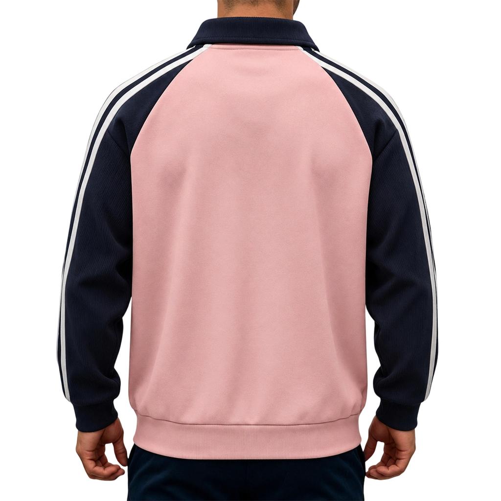 Men's Casual Loose Fit Corduroy Sweatshirt with Color Block Design for Fall and Winter