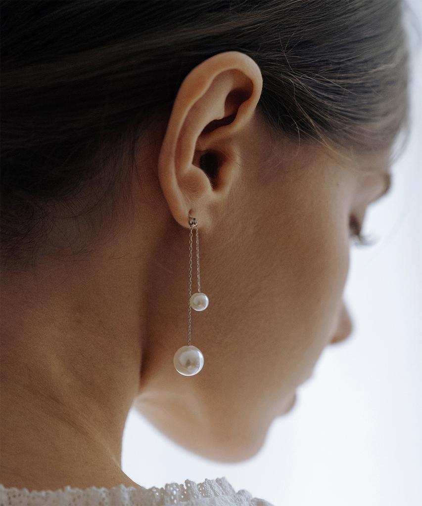 Has Hml009 Pearl Drop Chain Earrings