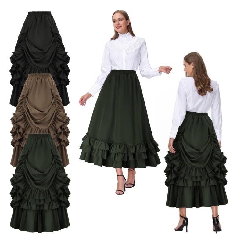 Victorian Women Dress Ball Gown Skirt Medieval Renaissance Wedding Costume Party