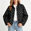 Giacca Casual da Donna a Pois con Collo Alto e, Capo Esterno Versatile dalla Vestibilità Larga