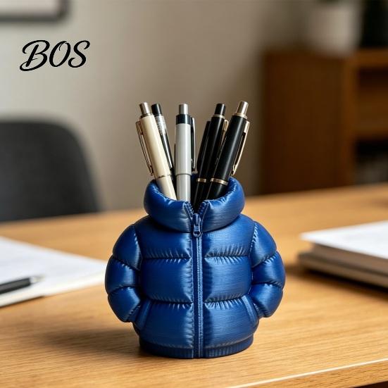 Marker Holder Down Jacket Pen Holder, 3D Printed Funny Puffer Pencil Cup, Office Cup Small Desk Organizer Storage Box for Home Desktop Decor Unique