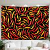 2D Flat - 2D Flat - A Tapestry Featuring a Large Or Small Design of Chili Peppers in Red And Yellow Against a Black Background, Ideal for Decorating W