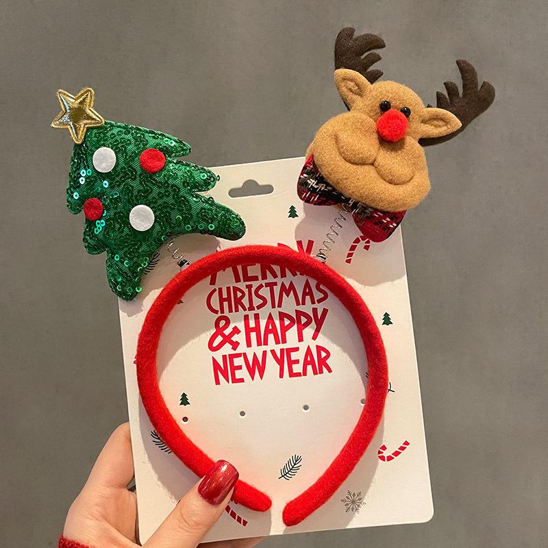Christmas Head Toppers Antlers Christmas Tree Stylish Headband Merry Christmas Happy New Year Santa Claus Hair Band for Kids