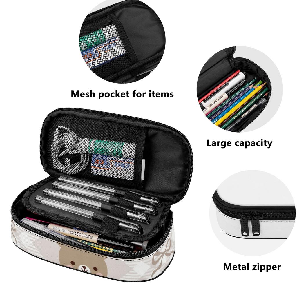 Pencil Bag Portable 300D Polyester Zip Around Closure with Main Compartment Mesh Pocket and Pen Slots for Teens and Students