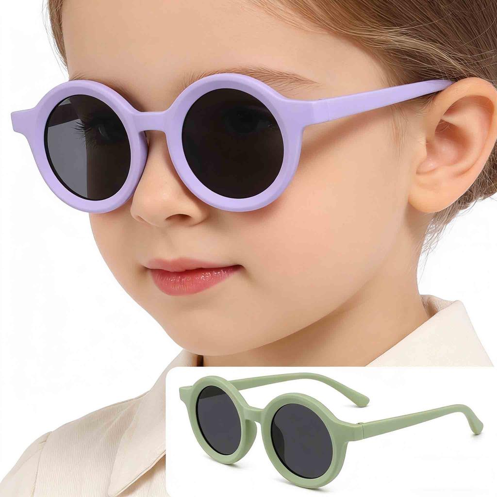 Children'S Sun Glasses Non-Toxic Uv400 Sun Glasses Round Frame Sun Glasses Fexlible Flexible Tpee Sunglasses For Outdoor Sports