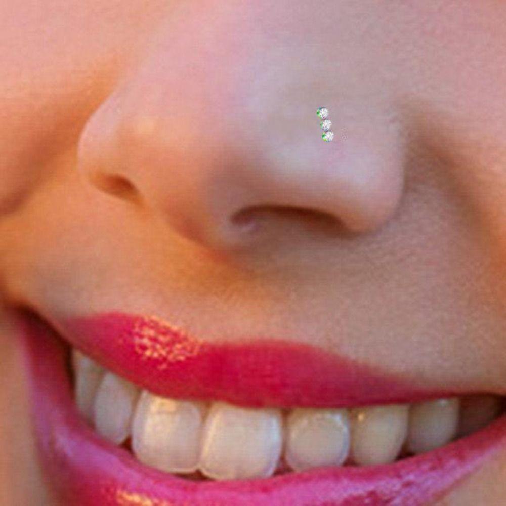 Geometric Zircon Nose Screw Studs Opal Nostril  Goth   Daily