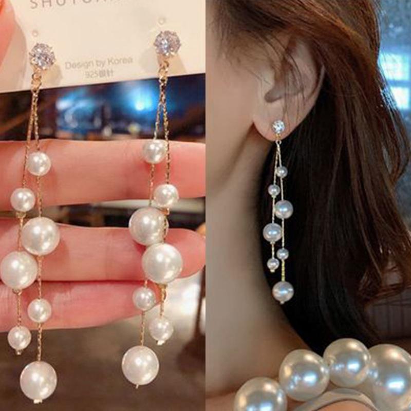 French Retro Pearl  Bow Tassel Dangle Earrings For Women  Elegant Tassel Jewelry Party Gifts