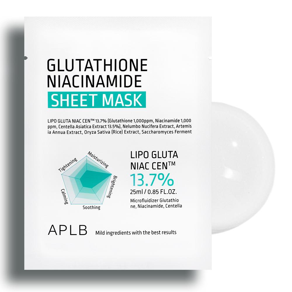 APLB Glutathione Niacinamide Sheet Mask (10pcs) - Brightening Radiance, Korean