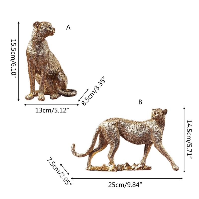 Resin Figurines Animal Statue Home Decor Leopard Sculptures for Yard Indoor Outdoor Decoration Statues Vivid Details