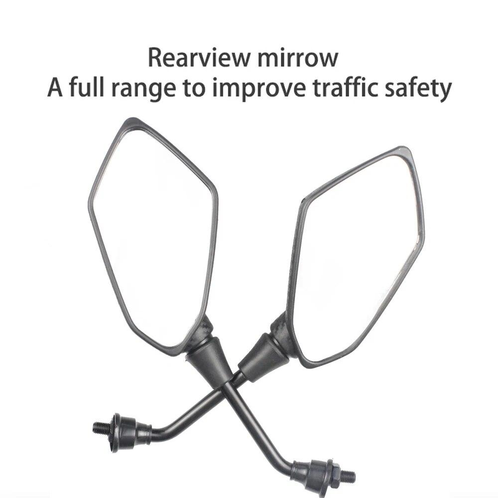 Motorcycle Mirror 2Pcs E-Bike Rearview Mirrors Electrombile Back Side Convex 8mm 10mm