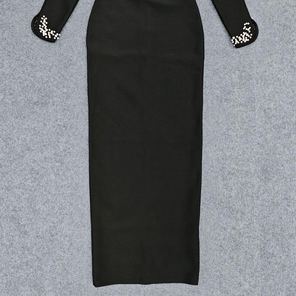 Elegant Beaded Evening Gown - European & American Style for Socialites