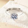 Adjustable Six-Prong Simulated Diamond Ring for Women & Couples