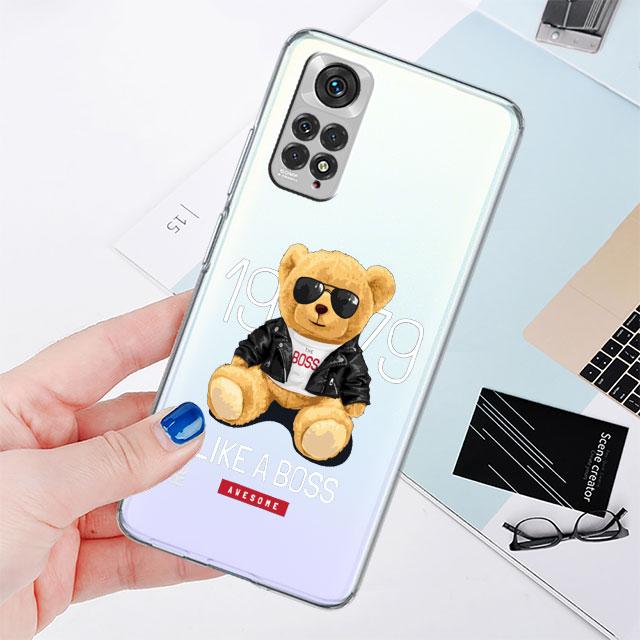 Brand Fashion Bear Phone Case for Xiaomi Redmi Note 11 10 Pro 9 K40 8 7 9S 11T 10S 8T 9A 9C 9T 11S 10C Note 11 Silicone Funda