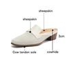 Fashion Women's new summer genuine leather sheepskin breathable hole round head, mid heel, large toe, M ü ller slippers