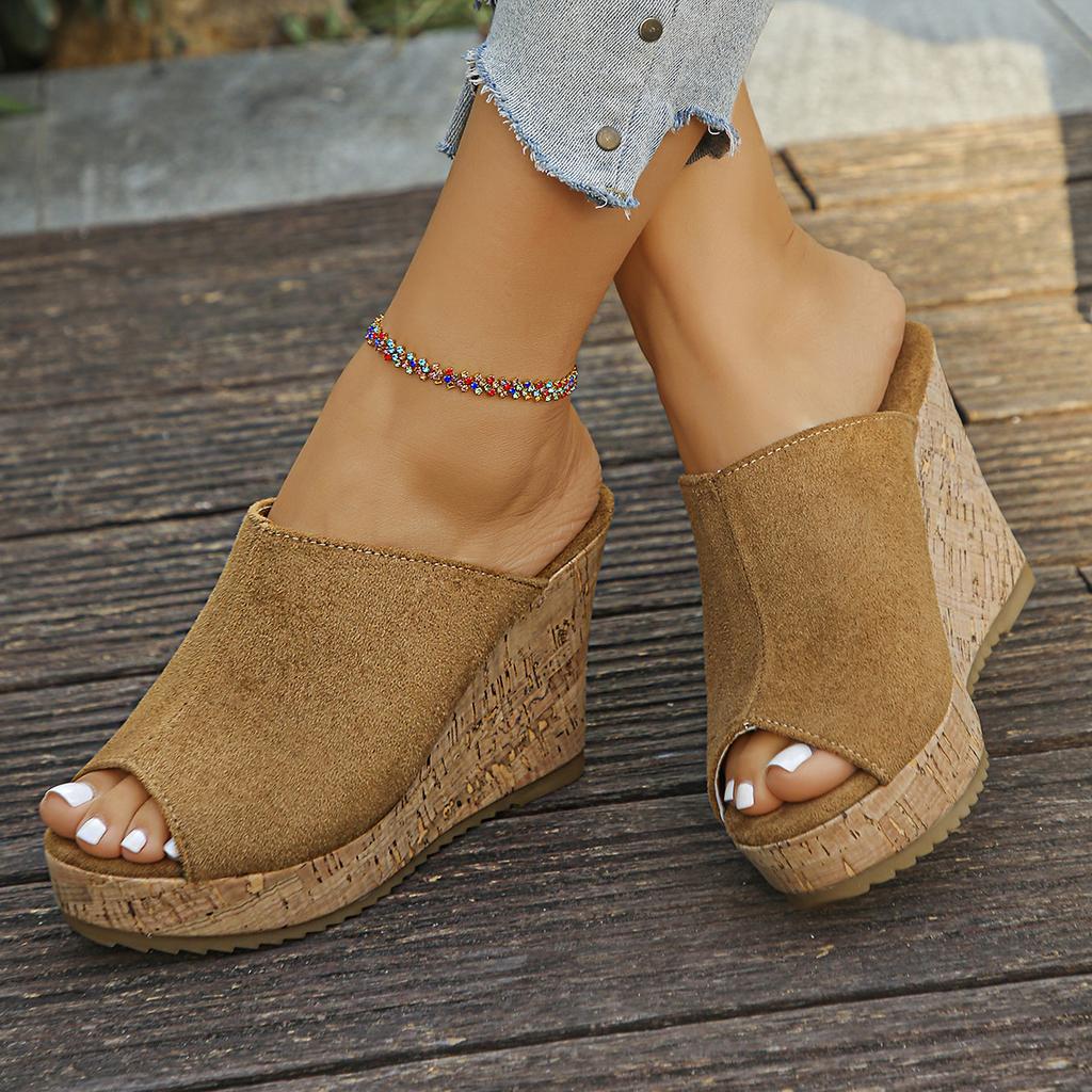 2026 New Women Wedge Platform Sandals Vacation Thick Heels Slippers Non Slip Thick Bottom Shoes Women Lightweight Designer Shoes