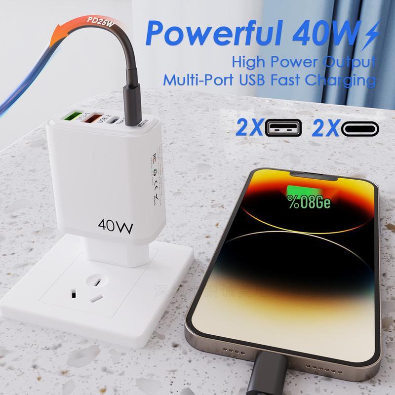 Dual USB & 2-PD European/UK Fast Charger 20W QC3.0 Mobile Charging Head
