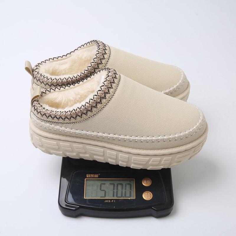 Foreign trade new large size thick-soled warm ethnic style half-tray cotton shoes women's cross-border plush tire sole snow boots