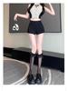 2024 Women's High Waist Black A-Line Summer Shorts - Slimming, Plus Size Options, Casual Fit
