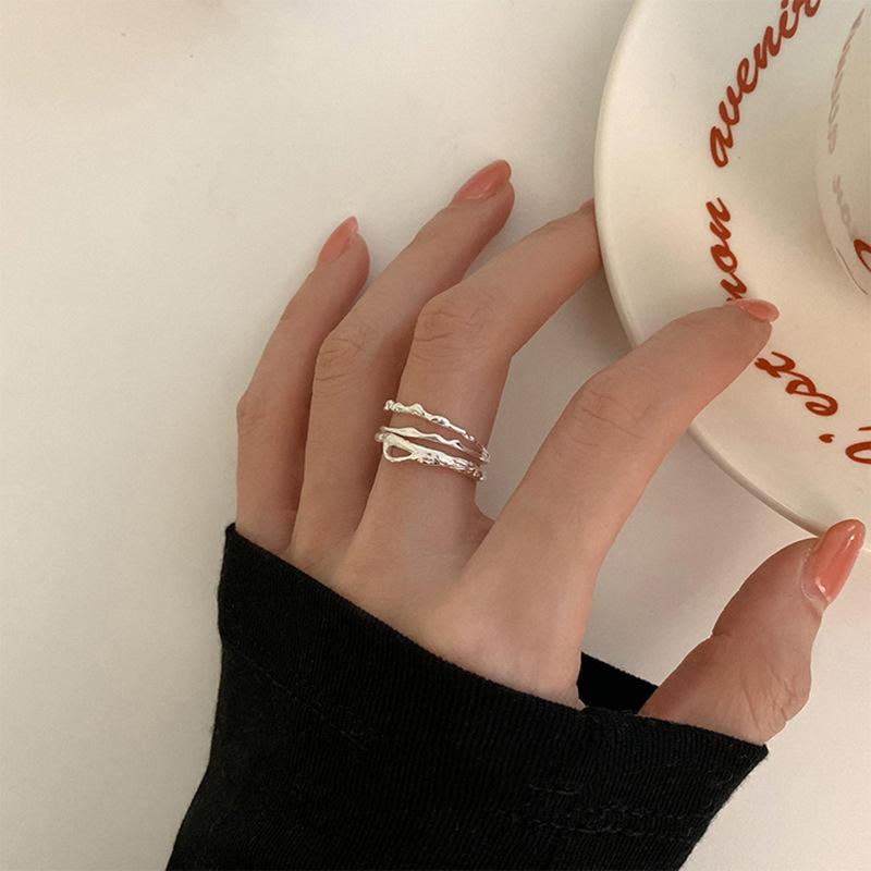 Geometric Trendy Copper Ring For Women With Adjustable Size Fashionable Ins Style
