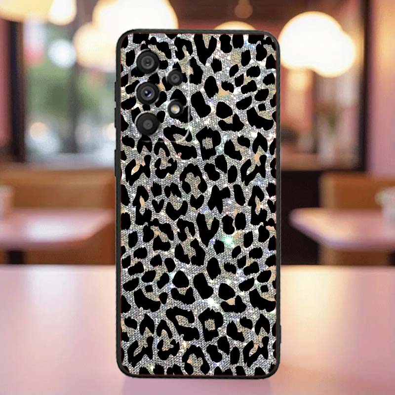 Luxurious leopard print pattern For Samsung A41 A35 A34 A33 A32 A25 A24 A23 A21s A06 A05 A04 A03 Note 10 20 Ultra 5G Black Case
