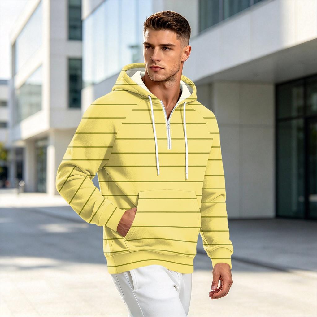 Felpa con cappuccio da uomo autunno inverno, stampa gessata, casual, vestibilità larga, con zip, manica lunga, felpa