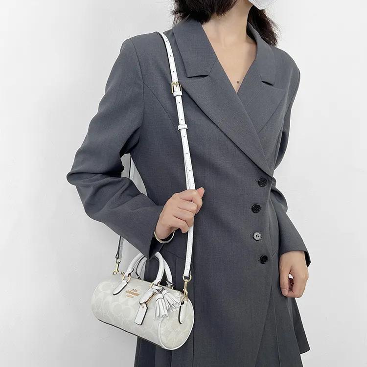 Luxury Care Artisan Workshop Microfiber Leather Pen Holder Bag Strap Women's White / Black (Unisex) Bag Straps QDW0273