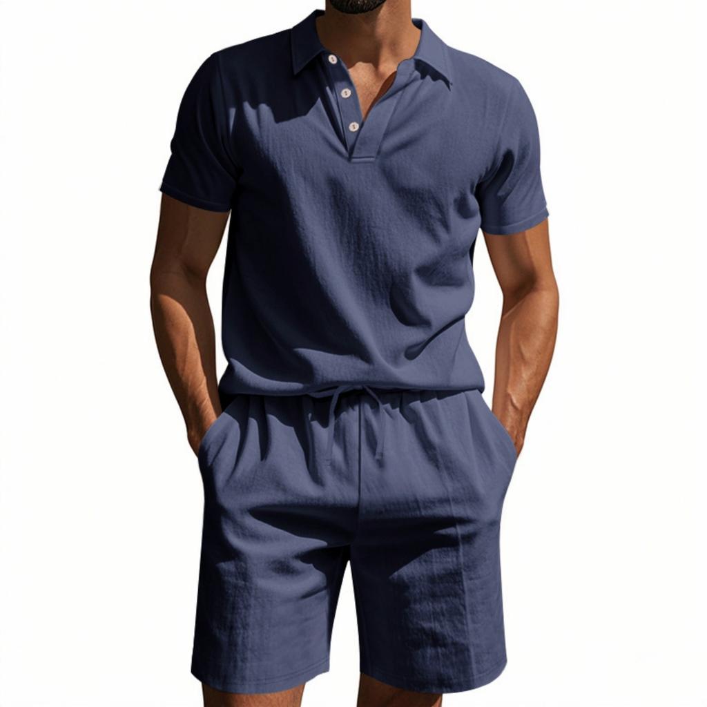 Men's 2 Pieces Linen Set Summer Beach Outfits Casual Short Sleeve Shirts And  Vacation Shorts