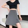Plus Size Black High Waist A-Line Bodycon Skirt with Slit - Irregular Midi Summer 2025 Collection