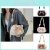 Retro Fashion Pleated Design Womens Small Bowknot Bag In Khaki Black And Cream