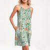 Ladies Fashion Beach Vest Casual Summer Pocket Straps Retro, Floral Dress