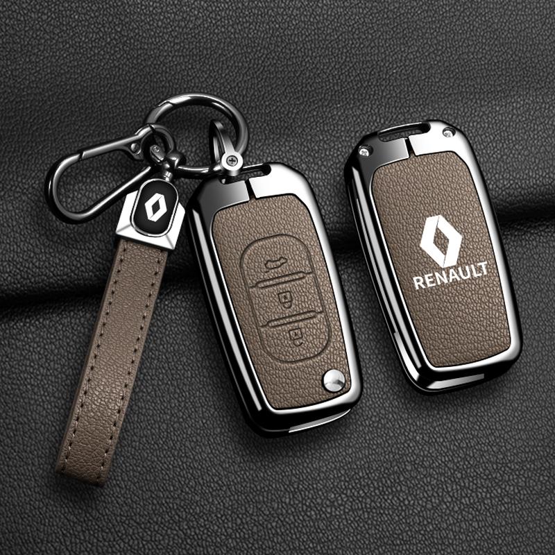 Interior Stickers Zinc Alloy Car Key Case Bag Metal Key Shell For Renault Sandero Duster Clio 5 Captur Austral Kadjar Megane Lo